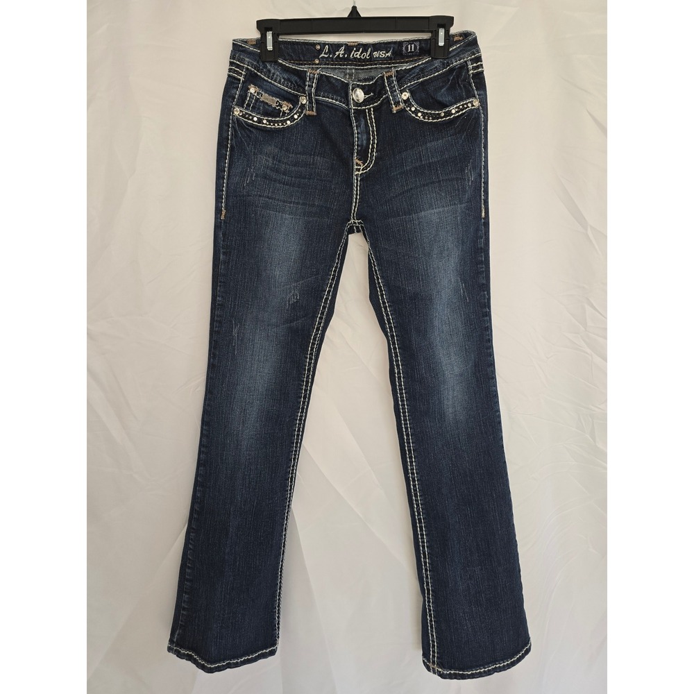 L.A. Idol USA Women's‎ Embellished Bootcut Jeans Size 11 Rhinestone Sparkle